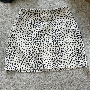 Altar'd State Black and Cream Spotted Mini Skirt